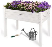 needs&wants® Bac à plantes surélevé en bois pour le jardin, le balcon et la terrasse, bac à plantes en kit rectangulaire étroit avec film en non-tissé, bac à plantes pour herbes aromatiques deko