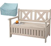 needs&wants® Banc de jardin en bois résistant aux intempéries avec espace de rangement et couverture Banc à coffre 2 places Banc en bois Banc de parc Banc de jardin extérieur avec coffre Bois massif