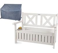 needs&wants® Banc de Jardin en Bois résistant aux intempéries avec Espace de Rangement et Couverture, Coffre 2 Places, de Parc Jardin extérieur avec Coffre