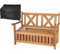 needs&wants Chesty4 Banc de Jardin en Bois Massif Beige avec Rangement, 2 places