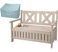 needs&wants® Banc de jardin en bois résistant aux intempéries avec espace de rangement et couverture Banc à coffre 2 places Banc en bois Banc de parc Banc de jardin extérieur avec coffre Bois massif