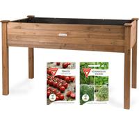 needs&wants® Grand carré Potager en Bois, Lit de Jardin surélevé sur Pieds XL, Kit Jardinière en Bois rectangulaire avec Film Non tissé pour Jardin Balcon Terrasse extérieur, Brun Marron