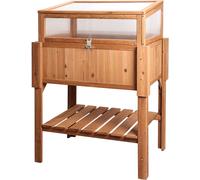 needs&wants® Grand lit surélevé avec couverture de lit précoce en bois pour jardin balcon, lit de plantation avec serre bac à couche précoce avec couvercle toit