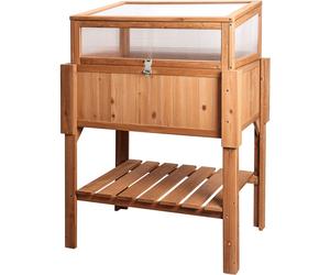 needs&wants® Grand lit surélevé avec couverture de lit précoce en bois pour jardin balcon, lit de plantation avec serre bac à couche précoce avec couvercle toit