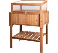 needs&wants® Grande Plate-Bande surélevée avec Support de Plate-Bande Froide en Bois pour Jardin, Balcon, Plate-Bande de Plantes avec Couvercle, Toit, étagère, bac à Plantes, Marron Brun