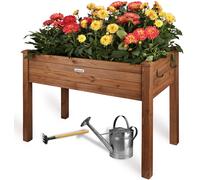 needs&wants® Bac à plantes surélevé en bois pour le jardin, le balcon et la terrasse, bac à plantes en kit rectangulaire étroit avec film en non-tissé, bac à plantes pour herbes aromatiques deko