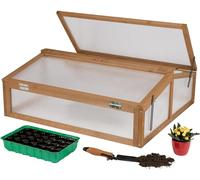 needs&wants® Kit de Petite Serre en Bois - Serre de Jardin, avec Couvercle Résistant aux Intempéries pour Jardin, Balcon, Extérieur, 90x82x32 cm, Polycarbonate, Brun Foncé