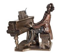 Needzo Religious Gifts Polonais Musique Compositeur Frederic Chopin Playing Piano 22,9 cm Froid Fonte Bronze Figurine Statue
