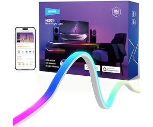NEEWER Bande LED 5M avec Éclairage Frontal,Contrôle Via Application IA,LED RGB IC,Couleur Néon,Idéale pour La Salle de Jeux et La Décoration Murale,Compatible avec Google Assistant et Alexa,NS01