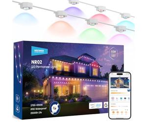 NEEWER Guirlande Lumineuse d'Extérieur Permanente de 60m pour Décoration de Maison,éclairage de Noël Intelligent avec 120 LED RGBCW,Contrôle par App,50+ Scènes,étanche IP65,Compatible avec Alexa,