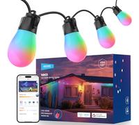 NEEWER Guirlande Lumineuse Extérieure de 144ft,Contrôle par App,Intelligente,RGBW,Dimmable,étanche,pour Patio,Balcon ou Jardin,45 Ampoules LED / 53 Ambiances / 2700K-6500K,Compatible avec Alexa,NR01
