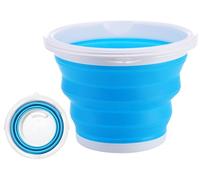 NEEZ Seau Pliable 10L - Retractable Petit Sceau pour Menage, Lavage Voiture, Plage & Camping - Compact Encombrant Seaux Utilisation à l'Intérieur et l'Extérieur (Bleu)