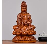 NEFSO Statue de Bouddha Guan Yin, Sculpture sur bois, Cadeaux chinois Feng Shui, Décoration d'intérieur, Taille: 40 cm (16 po), Matériau: bois de santal, Couleur: Marron, Thème: Religieux