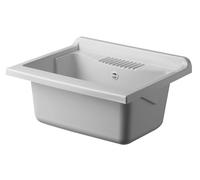 Negrari Baignoire en résine PP pour évier, résistant à l'humidité, résistant aux acides courants, kit d'échappement inclus, intérieur et extérieur, L60 x P50 x H30 cm, blanc