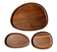 Neikafan Plateau Ovale en Acacia 3 Pieces Plateau Decoratif en Bois Massif