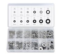 Neiko 50400A Assortiment de 350 rondelles fendues et rondelles plates en acier inoxydable Argenté