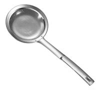 NEIQIUWING Écumoire longue en acier inoxydable pour poignée - Passoire fine - Truelle en mousse - Pelle à graisse pour cuisine - Soupe - Bouillon d'huile - Passe au lave-vaisselle - Argenté (D)