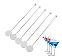 NEIQIUWING Ensemble de 5 agitateurs à cocktail avec poignée torsadée pour des couches précises de boissons, durables et passent au lave-vaisselle pour bar, café et ménage, argenté