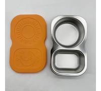 NEIQIUWING Lot de 2 récipients à sauce avec couvercle, double séparation 65 ml/85 ml, boîte à collation étanche pour fruits et noix, idéal pour le travail et le camping (orange)