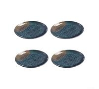 NEIQIUWING Lot de 4 assiettes de service en mélamine | Texture rustique martelée pour la maison et un usage commercial, résistantes à la casse avec finition turquoise bicolore (21,6 cm)