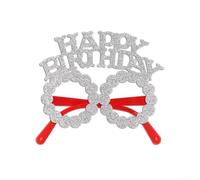 NEIQIUWING Lunettes d'anniversaire avec motif étoiles, légères, 15 cm | Design pailleté, inscription « Happy Birthday », argent, bleu, rose, construction légère, idéale pour les photos