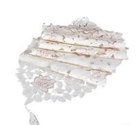 NEIQIUWING Nappe vintage blanche en coton avec broderie en dentelle, lavable et résistante aux taches, idéale pour mariage, fête, dîner, pour la décoration, différentes tailles disponibles (40 x 150
