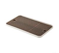 NEIQIUWING Planche à thé à deux étages en bois et plastique avec rainure de drainage, organisateur de plateau à thé amovible pour théières et tasses, bac de récupération rectangulaire pour cuisine et