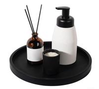NEIQIUWING Plateau de rangement rond en silicone : antidérapant, passe au lave-vaisselle pour salle de bain, cuisine, salon (noir 18)