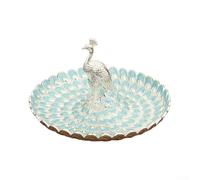 NEIQIUWING Plateau de service en métal en forme de paon | Centre de table 3D pour sculpture - Bol décoratif pour bonbons, fruits et décoration d'intérieur, 20,3 cm de large, alliage galvanisé, style