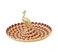 NEIQIUWING Plateau de service en métal paon | Centre de table 3D pour sculpture - Bol décoratif pour bonbons, fruits et décoration d'intérieur, 20,3 cm de large, alliage galvanisé, style rétro de luxe
