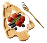 NEIQIUWING Plateau en bois en forme d'arbre de Noël, planche de service double face en bois naturel pour pizza et fruits, assiette décorative légère pour les fêtes et les fêtes, design minimaliste
