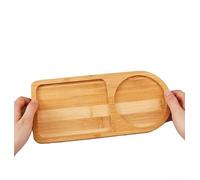 NEIQIUWING Plateau en bois massif rond japonais moderne minimaliste plateau de service pour petit-déjeuner, thé, pain, collations, accessoire décoratif pour la maison, bois d'acacia, 11 x 6 x 2 cm