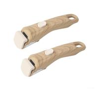 NEIQIUWING Poignée en bois amovible pour casseroles et poêles, poignée de rechange ergonomique en bakélite avec revêtement en caoutchouc antidérapant, mécanisme de clic sûr pour ustensiles de cuisine