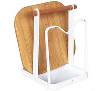 NEIQIUWING Rack de couvercle en fer et support de planche à découper, fentes antidérapantes pour comptoir de cuisine, bac d'égouttement intégré pour l'organisation des assiettes, casseroles (blanc)