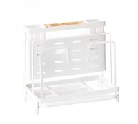 NEIQIUWING Rack de rangement pour couvercle de casserole et planche à découper, support de comptoir de drainage - Porte-ustensiles de cuisine multifonction avec fentes en U pour un accès facile et un