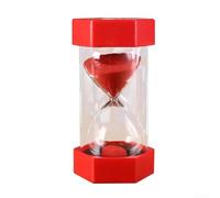 NEIQIUWING Sablier 5 minutes coloré verre plastique minuterie incassable hexagonal pour cuisine, bureau, école, maison pour décoration cadeau orange, bleu, vert, violet, jaune (rouge 5 minutes)