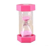NEIQIUWING Sablier 5 minutes coloré verre plastique minuterie incassable hexagonal pour cuisine, bureau, école, maison pour décoration cadeau, orange, bleu, vert, violet, jaune (rose 5 minutes)