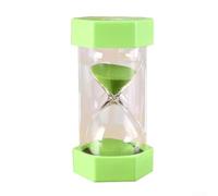 NEIQIUWING Sablier 5 minutes coloré verre plastique minuterie incassable hexagonal pour cuisine, bureau, école, maison pour décoration cadeau orange, bleu, vert, violet, jaune (vert 5 minutes)