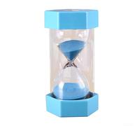 NEIQIUWING Sablier 5 minutes coloré verre plastique minuterie incassable hexagonal pour cuisine, bureau, école, maison pour décoration cadeau orange, bleu, vert, violet, jaune (bleu 5 minutes)