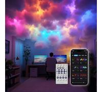 Neisouf Couverture nuage LED lumière de coton, bricolage RGB+IC Chasing musique synchronisation 3D coton plafond nuage lumière avec application et télécommande pour décoration (5 m)