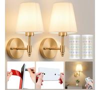 Nekhung Lot de 2 appliques murales à piles, applique murale sans fil avec ampoule magnétique RVB 10 000 mAh à intensité variable et télécommande, applique murale rechargeable pour chambre à coucher
