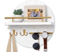Nekon Support mural pour clés, 30 cm, organiseur de courrier en bois pour mur, blanc