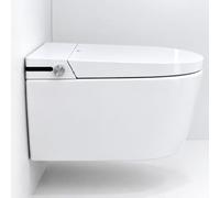 Nelsmann Toilette Japonaise SORA suspendue en céramique, WC japonais lavant intelligent, ouverture automatique, siège chauffant, séchage à air chaud, télécommande, éclairage LED, réservoir intégré