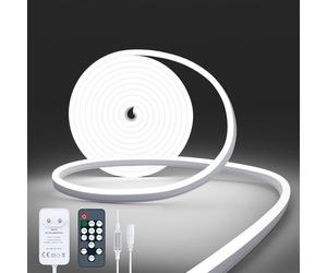 NELUX Neon Ruban LED Exterieur 2m, Bande Lumineuse LED Etanche Blanc Froid 6500K, Bandeau Néon Tube Flexible Murale, Enseigne Lumineux Decoration Chambre. Comprend Télécommande et Alimentation 24V