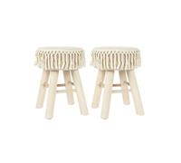 NELYA - Lot de 2 Tabourets Assise Décorative en Tissu Pieds en Pin Naturel - NELYA -