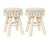 NELYA - Lot de 2 Tabourets Assise Décorative en Tissu Pieds en Pin Naturel - NELYA - ALTOBUY Beige G
