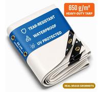 NEMAXX® Bâche de protection 650 g/m² 5x7 m (35 m²) Blanc – imperméable, anti-UV, indéchirable, œillets laiton – camion, bois, jardin