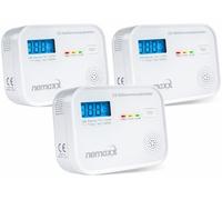 NEMAXX® CM18 Détecteur de Monoxyde de Carbone CO avec Écran LCD, Alarme 85 dB, Capteur Électrochimique, EN 50291-1:2018, Bouton Test, 10 Ans, Lot 3
