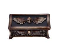 Nemesis Now Boîte à trésor de la mort - Motif tête de mort et papillon de nuit - Finition bronze vieilli, boîte à bijoux gothique en résine pour décoration d'intérieur