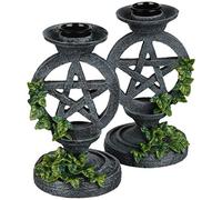 Nemesis Now Bougeoir avec Motif de Pentagramme Vieilli - Gris, 13,4 cm